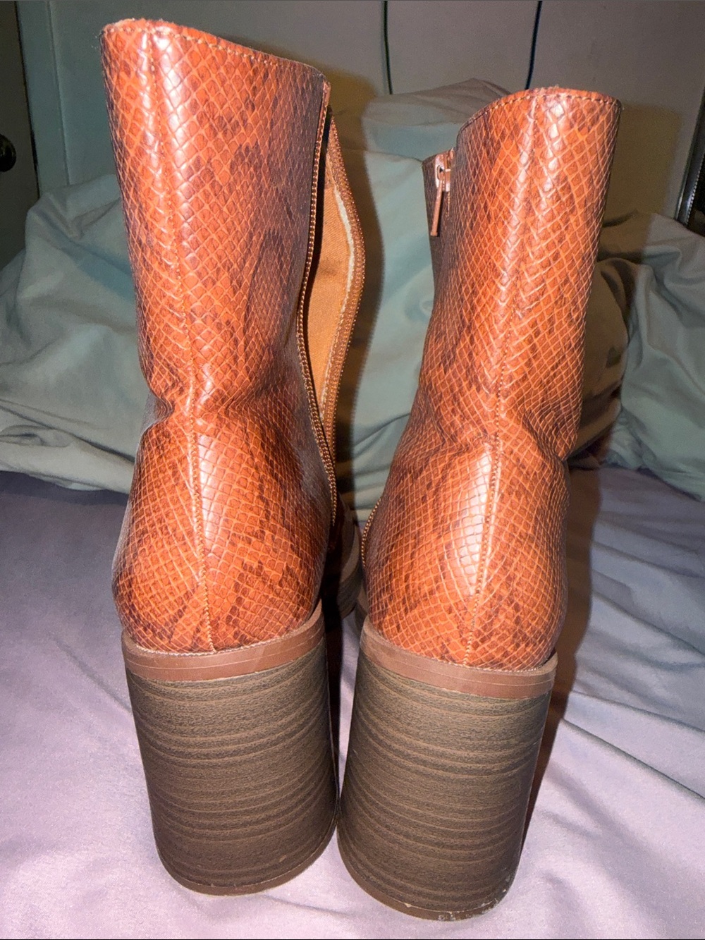 Universal Threads- Brown Snake-Scale Ankle Boots - Women's Fashion Booties